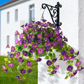 Homsunny 3 Bundles Artificial Hanging Fake Flowers with Basket Plants for Outdoor Spring and Summer Decoration, Faux Silk Flower UV Resistant Morning Glory for Home Porch Patio Garden Balcony Yard