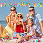 Geelin 36 Pcs Summer Wood Hanging Ornaments for Tree Mini Tree Decorations Hawaiian Beach Wooden Pendant Decorations with String for Luau Party Supplies(Cute Style)