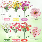 MACTING 12 Bundles Artificial Spring Flowers for Outdoors UV Resistant Fake Flowers Faux Plastic Plants No Fade for Planters Window Patio Porch Yard Garden Indoor Outdoor Decorations(Mix Color-1)
