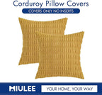 MIULEE Pack of 2 Corduroy Decorative Throw Pillow Covers 20x20 Inch Soft Boho Striped Pillow Covers Modern Farmhouse Home Decor for Summer Sofa Living Room Couch Bed Yellow