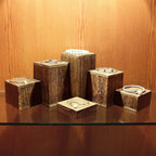 MOOCA Wooden 6 Pcs Square Risers for Display Jewelry and Accessories Display Stand Wooden Risers For Jewelry Figurine, Brown