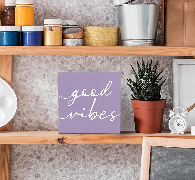 SRADMO Botanical Eucalyptus Leaves Wood Box Sign Desk Decor, Rustic Eucalyptus Leaves Wooden Block Box Sign Decoration For Home Office Shelf Table Decor (Purple)