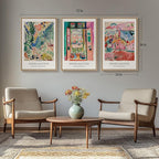 Large Framed Matisse Wall Art for Living room, 3 Piece Colorful Abstract Canvas Artwork for Walls, Retro Vintage Big Matisse Famous Landscape Paintings Prints Pictures for Hallway Home Office 24x36