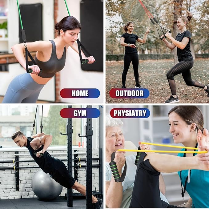 Exercise Resistance Bands with Handles for Working Out, 150/200/250/300 Lbs Workout Bands Set with Door Anchor for Physical Therapy, Yoga, Pilates