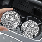 COCASES 4 Pack Bling Car Coasters, Car Cup Holder Coaster, Rhinestone Coaster for Cup Holders, Silicone Car Coasters for Women Car Interior Accessories (2.75'' White Crystal Circle)