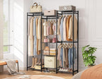 HOMIDEC Wardrobe Closet, 4 Hanging Spaces Portable Clothes Rack,Free Standing Closet Organizer and Storage System with Hanging Rods,Clothing Rack Suitable for Cloakroom,Bedroom,Entrances,etc.Black