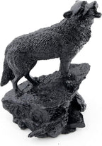 Black Wolf Sculpture Wildlife Howling Wolf Statue and Figurine