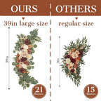 Ting's time Wedding Arch Flower Pack of 2 Artificial Silk Large Flower Swag Welcome Sign Floral Swag Reception Backdrop Floral Decor for Fall Wedding Party Ceremony（Terracotta & Champagne）