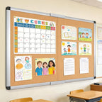 VIZ-PRO Large Cork Bulletin Board/Foldable Noticeboard, 48 X 48 Inches, Silver Aluminium Frame