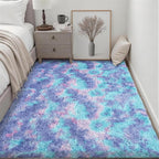 Fluffy 5x7 Area Rugs for Living Room Bedroom: Ultra Soft Shag Rug Non-Slip Non-Shedding Small Plush Bedside Rug Indoor Floor Carpets for Kids Room Playroom Entryway Nursery Dorms Home Rainbow Purple