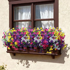 Ivydale 24 Bundles Artificial Flowers for Outdoors Faux Plants Spring Outdoor Decor Faux Silk Morning Glory with Eucalyptus Realistic UV Resistant for Outside Planters Porch Patio Garden Home Decor