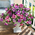 HyeFlora Artificial Flowers for Outdoors 2PCS Spring Faux Morning Glory Look Real Silk Flowers for Outside Planter UV Resistant Fake Flowers for Home Garden Balcony Yard Porch Deco