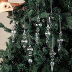 Mifoci 8 Pcs 6 Inch Mercury Glass Finial Christmas Ornaments Hanging Christmas Finials Glass Ornaments Assorted Mercury Decor for Vintage Holiday Xmas Tree Decoration(Clear)