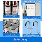 over the door shoe organizer,2025 upgraded,shoe organizer,35 Huge pockets,over door shoe organizer,Store size 13 shoes,shoe organizer,Strong material,hooks Suitable for various doors,Grey/black