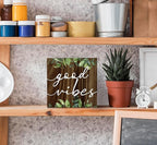 SRADMO Inspirational Green Botanical Eucalyptus Leaves Wood Box Sign Desk Decor, Rustic Eucalyptus Leaves Wooden Block Box Sign Decor for Home Office Shelf Table Decorative Accessories