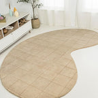 JONATHAN Y Bean Grid Handwoven Wool Beige/Light Brown Shaped Indoor Area Rug, 5x8, Modern, Plaid, Easy-Cleaning for Living Room, Bedroom, Kitchen, Pet Friendly, Non-Shedding (GST104A-5)
