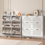 Shoe Cabinet for Entryway with 6 Flip Drawers, Slim Wooden Shoe Storage Organizer with Modern Fluted Pannel，Freestanding Narrow Hidden Shoe Rack for Hallway, Foyer, Living Room