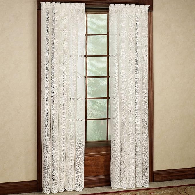 Sweet Home Collection Window Curtains Treatment Panel 63" or 84" Long in Stylish and Unique Patterns and Designs for All Home Décor Hopewell White