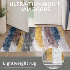 Ciicool Modern Abstract Yellow Grey Rug for Living Room, 8'x10' Machine Washable Area Rug Non-Slip Rug, Low-Pile Contemporary Indoor Dining Floor Carpet for Bedroom Office Under Table Home Decor