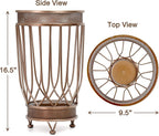 Dualplex Super Quality Umbrella Stand, Umbrella Holder, Antique Look Metal, Entry Hallway Décor, w/Removable Drip Tray. Home, Office Decoration Rack Holds Umbrellas Canes Walking Sticks (Round)