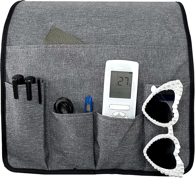 Wanty Sofa Armrest Organizer Couch Arm Chair Caddy Sofa Cover Storage Holder for Remote Control Magazine Book Smart Phone Tablet Drinks and Water Bottle (Gray)
