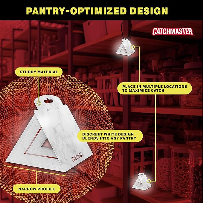 Catchmaster Pantry Moth Traps with Premium Extra Strength Pheromone Technology – XL, Extra-Strength Flour & Indian Meal Moth Traps – Protects Kitchen Cabinets & Food Storage – Marble, 6PK