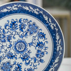 Blue and White Porcelain Decorative Plate of 10.4‘’ 26cm Oriental Floral Pattern Ceramic Ornaments Dessert Plates, 1 Plate with 1 Display Stand