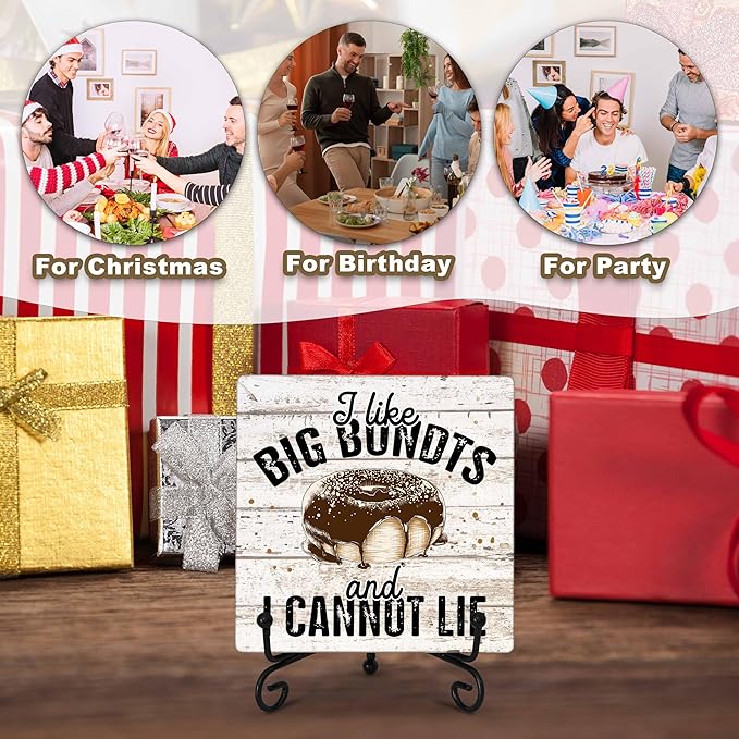 Kitchen Decor and Accessories, Kitchen Counter Decor, I Cannot Lie, Farmhouse Wooden Plaque with Iron Stand for Dinning Room Desk Shelf Display-A12