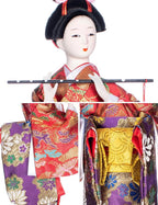 ALAMIYA Home Decoration Asian Japanese Geisha Kimono Doll Collectible Figurine Gift with Paper Fan