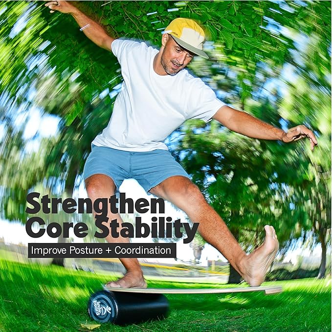 The Indo Board “Rocker” Training Package. Included Balance Board, Roller, and Cushion. Balance Training for Core Strength, Stability & Athletic Performance - Surfing, Skateboarding, Snowboarding. Designed for Progression.