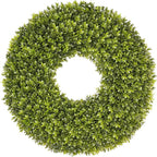 DDHS 23''Boxwood Wreaths for Front Door，Artificial Spring Wreaths for Farmhouse Wedding Green Year Round Indoor Outdoor for Fall Summer Christmas Wreath Home Decorations-Green