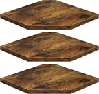 Fun Memories Corner Shelf Wall Mount, Floating Corner Shelves, Set of 3 Corner Wall Shelf Organizer, Rustic Wood Wall Storage Display Shelves for Living Room Bedroom Bathroom Kitchen, Rustic Brown