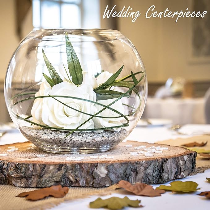 CYS EXCEL Large Glass Bubble Bowl (H-12" W-13", Approx. 5.5 Gal.) Round Bowl Terrarium Globe Flower Vase Centerpiece for Weddings Events Arrangements