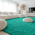 OLANLY 9x12 Machine Washable Large Area Rugs for Living Room, Bedroom, Soft Fluffy Shaggy Bedside Rug, Indoor Floor Carpet for Kids Girls and Boys, Dorms, Nursery, Home Decor Aesthetic, Teal Green