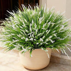 Ivydale Artificial Plants Fake Flowers Monkey Grass for Outdoors,UV Resistant Realistic 20PCS White Faux Greenery Shrubs Outside Decor for Home Garland Porch Patio Balcony Planter Yard Office Pathway