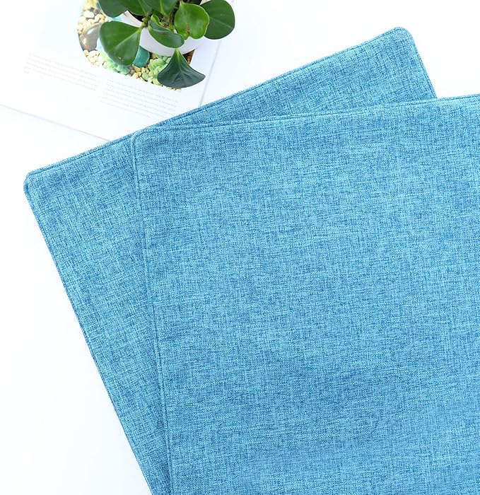 HPUK Linen Throw Pillow Covers Pack of 2, 16x16 Inch Accent Cushion Covers for Living Room, Bedroom, Decorative Solid Color Pillow Covers for Couch, Sofa, Chair, Aqua Blue