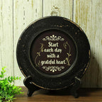 CVHOMEDECO. Primitives Start with Grateful Wood Decorative Plate Display Wooden Plate Home Décor Art, 10-3/4 Inch