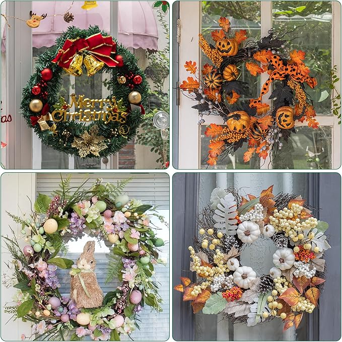 Antimbee 4 Pack Wreath Hangers for Front Door, Extra Large Suction Cup Hooks, Heavy Duty 1.9" Hooks for Easter Garland, No Tools, No Damage Wreath Holder for Glass Windows Shower, Hold Up to 18 Lbs