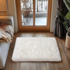 Small Area Rug, 2x3 Rug for Bedroom Shaggy Throw Rugs for Dorm Rug, Soft Shag Carpet for Kids Room, Plush Comfy Fluffy Bedside Rug for Home Decor Aesthetic, Cream White