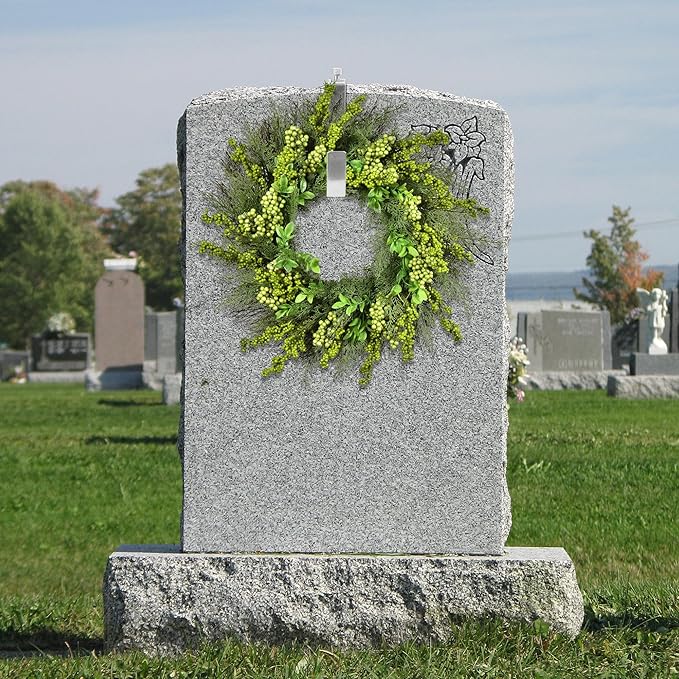 Adjustable Cemetery Wreath Hangers with Protective Pads for Headstones - Fits 6-11 Inch Tombstones, Christmas、Easter、Memorial Day Grave Decor Wreath Holders, Width Adjustable Design - 2 Pack