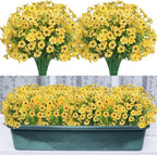 24 Bundles Artificial Flowers for Outdoors Decorations, Fake Flowers Artificial Plants Outdoor, Colorful Daisy Eucalyptus Realistic UV Resistant for Garden Patio Porch Home Decor, Yellow