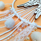 Angel Wings Dream Catchers, White Boho Cottagecore Decor, Wall Hanging Meditation Gifts, Hippie Zen Spiritual Yoga Decor for Bedroom or Nursery