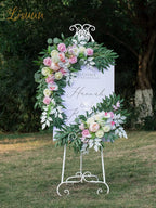 Lisuun Wedding Arch Flowers, Artificial Flowers for Decoration, 2pcs Flower Swag and 1 pcs Semi-Sheer Chiffon Table Runner Swag for Beautiful Dream Wedding Ceremony Floral Decor - Pack of 3