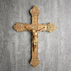 BC Catholic Crucifix Wall Cross, 12"H Jesus Christ Religious Home Decor, Catholic Wedding Gift, Gold Color Finish, Hand-painted by Buildclassic