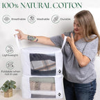 Sweater Storage for Closet – 2 Large Cotton Garment Bags, 30 Cedar Rings, & Mesh Window for Cashmere Sweaters – Wool & Cotton Sweater Organizer by Cashmere Kiwi, 15 x 11 x 9 In