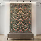 GarveeHome Dark Green Vintage Floral Washable 8x10 Area Rugs for Living Room Boho Botanical Retro Rug Low Pile Stain Resistance Non Slip Carpet for Bedroom Nursery Dining Room