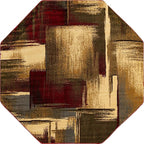 Unique Loom Barista Collection Area Rug - Timor (7' 1" Octagon, Multi/Red)