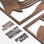 qmmp Modern Wooden Wall Sculptures - Set of 3 - Home Decor Accent - Large Wall Art for Living Room, Bedroom, Office - Easy Installation (Walnut, Large - Abstract Shapes)