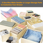 SpaceAid Drawer Organizer Clothes, 12 Pack Dresser Organizer Bins for Nursery, Closet Organization and Storage Dividers for Clothing, Baby Clothes, Underwears, Socks (Beige)