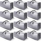 Cosy Family 12 Pack Heavy Duty Moving Bags with Backpack Straps - Strong Handles & Zippers, Storage Totes For Space Saving, Fold Flat, Alternative to Moving Box (X-Large-Set of 12, Silver)
